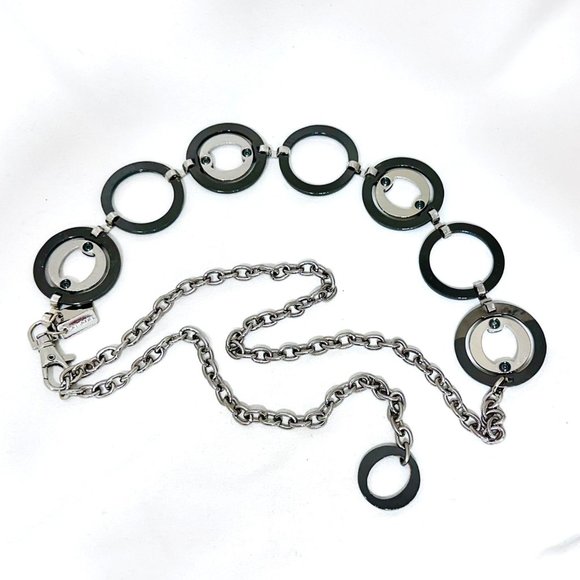 Chico's Chain Link Belt Gunmetal & Silver Tone w/Rhinestones - Picture 9 of 10